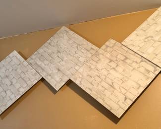Geometric Metal Wall Sculpture with Textured Stone Motif, $20 each