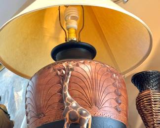 Wood Carved Table Lamp, $150