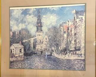 European Canal City Landscape Print After Impressionist Style, $75