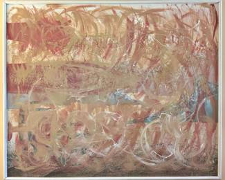 Abstract Expressionist Mixed Media Painting, $800