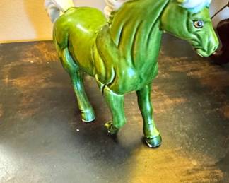 Green Glazed Ceramic Horse Figurine Sculpture, $20 each