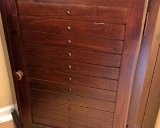 Wooden Flat File Cabinet with Multi-Drawer Document Storage, $125
