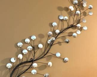 Metal Branch Wall Sculpture with Polished Disc Accents, $200