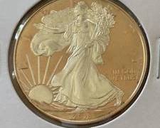 2018 American Silver Eagle with Rose Gold Background in Gem Condition