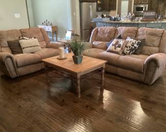 Sued-like Reclining Sofa and Loveseat