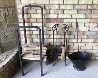 Wood Rack, Fireplace Tools
