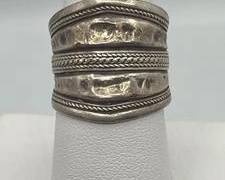 Vintage Sterling Silver Hammered Textured Braided Rope Wide Multi Band Statement Ring |Size 7.5 | Total Weight 4.7 grams