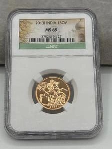 2013 Gold India Sovereign Queen Elizabeth II Coin NGC MS69 | 0.2354 troy oz