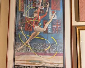 gymnastics poster by Ernie Barnes for the 1984 Los Angeles Olympics. Artist: ERNIE BARNES