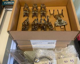 Cabinet hinges, drawer slides, curtain pull backs, cabinet knobs 