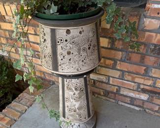 Weller Claywood Fish Jardiniere & Pedestal