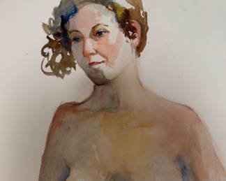 Nude Watercolor by S. Wolfe $100