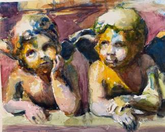 Angels Watercolor by S. Wolfe $50