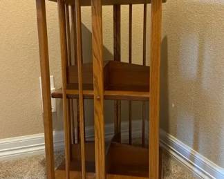 Oak Rotating Magazine Rack Side Table