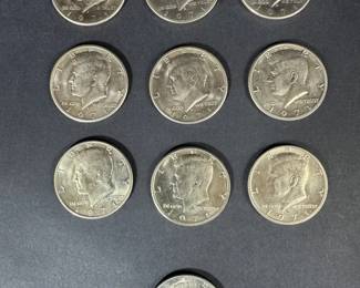 Kennedy Half Dollar Coin Collection 1971 1972 Issues, 10 Coins, 112.63g