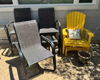 Outdoor Patio Furniture Set with 6 Sling Chairs, Adirondack Glider Chair Planter