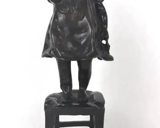 Bronze Finish Girl Figurine on Chair Sculpture Made in India Decorative Statue