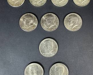 Kennedy Half Dollar Collection 10 Coins, Bicentennial, 1967 1983 Dates, 113.59g
