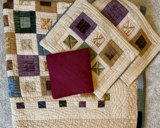 Patchwork Cotton Quilt Comforter Set with 2 Shams Accent Pillow