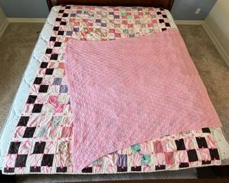 Patchwork Quilt Pink HandKnit Baby Blanket Set