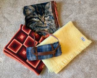 Vintage Textile Blanket Collection with Pendleton Throw, Avoca Mohair Blanket Afghan Collection