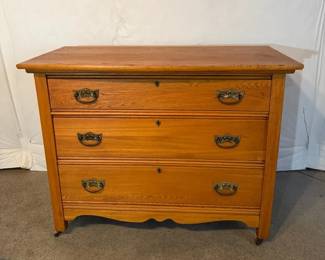 Vintage Oak 3Drawer Dresser on Casters