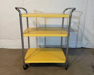 Vintage Yellow Metal Utility Cart