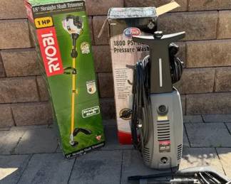 Ryobi 18 Straight Shaft Trimmer AllPower 1800 PSI Pressure Washer