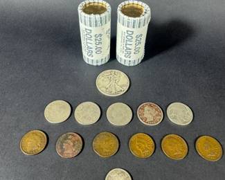 1943 Walking Liberty Half Dollar, Indian Head Cents V Nickel Coin Collection