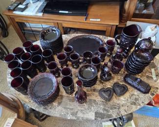 Large Avon Cape Cod Ruby Red Glass Collection Approximately 75 Pieces