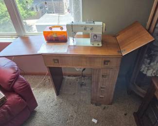 Vintage Signature Sewing Machine in Cabinet with Accessories