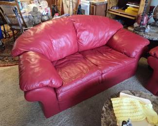 Red Leather Love Seat