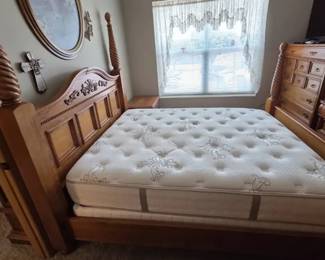 Queen 4Poster Bed with Mattress  Nightstand Dressers Not Included