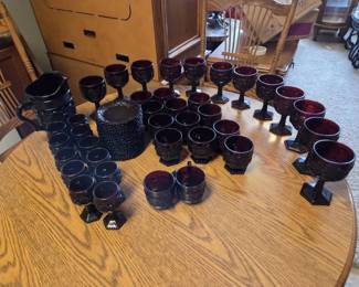 Vintage Avon Cape Cod Ruby Red Glassware Collection 42 Pieces