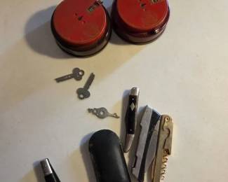 Vintage Advertising Banks Pocket Knife Accessories Lot