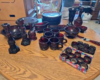 Avon Cape Cod Ruby Red Glass Collection Approx. 42 Pieces
