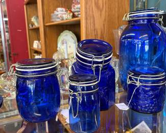 Cobalt Blue Containers with bale closures