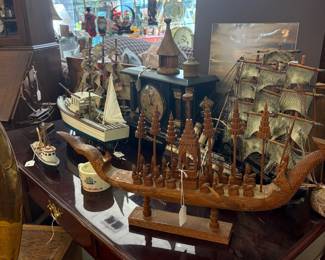 Collection of vintage sailing ships and ships of different cultures