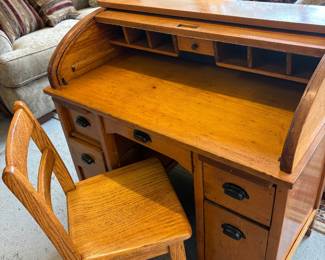 Childs roll top school desk. Used by mother.