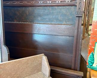 Mahogany East Lake Bed, Chest with swing mirror and washstand