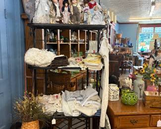 An assortment of Vintage linens and Doilies hand done
