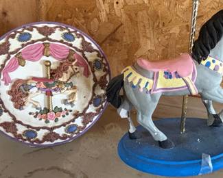 Franklin Mint Carousel Horse Figurine and Decorative Plate