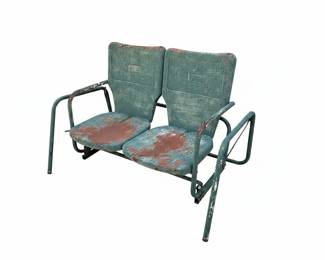 Vintage Metal Slat Glider Loveseat