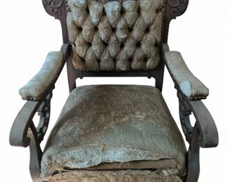 Victorian Carved Walnut Platform Rocker Chair