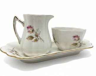 Vintage Lefton Porcelain Tea Set with Heritage Green Rose Motif second image