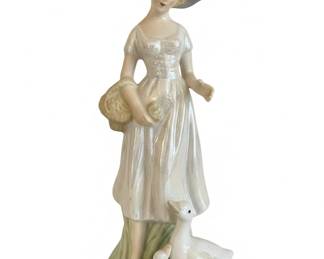 Vintage Ceramic Figurine of a Woman with Geese
