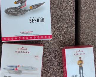 Hallmark Keepsake Star Trek Ornaments U.S.S. Franklin, U.S.S. Enterprise NCCC, Ensign Pavel Chekov