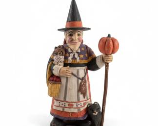 Bethany Lowe Designs Boo Pumpkin Head Witch Figurine