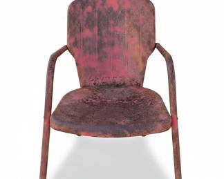 Vintage Red Metal Clam Shell Patio Chair