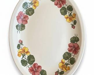 Paden City Pottery Shenandoah Ware Oval Platter with Nasturtium Floral Design